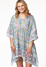 Sevya Handmade Floral Block-Printed Caftans - Blue and Pink