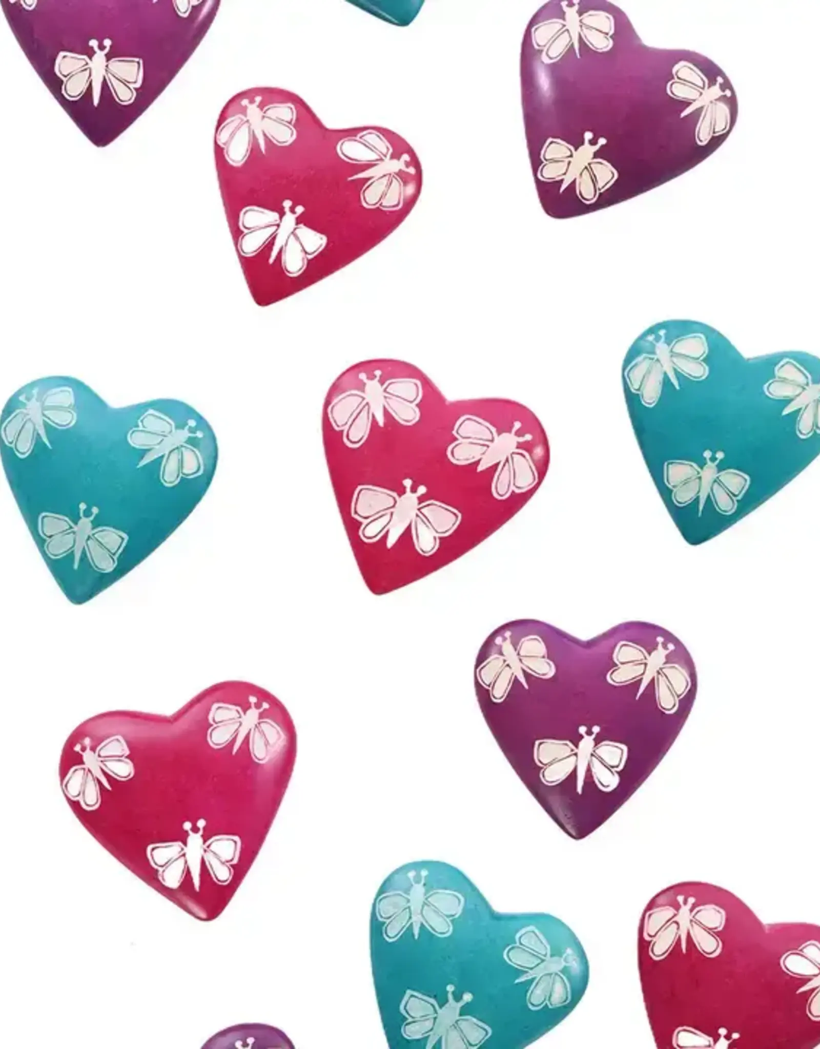 Global Crafts Butterfly Soapstone Heart Keepsakes