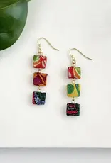 WorldFinds Kantha Fluid Square Trio Earrings