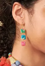 WorldFinds Kantha Fluid Square Trio Earrings