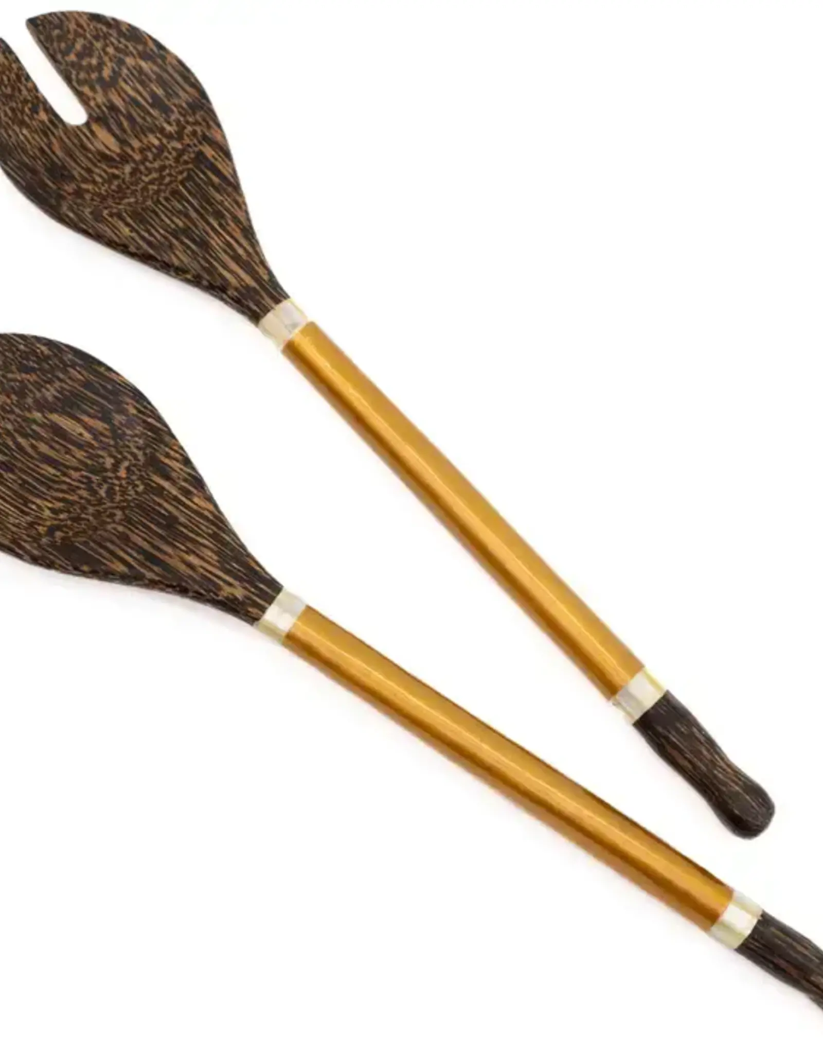 WorldFinds Gold Capiz & Palm Wood Server