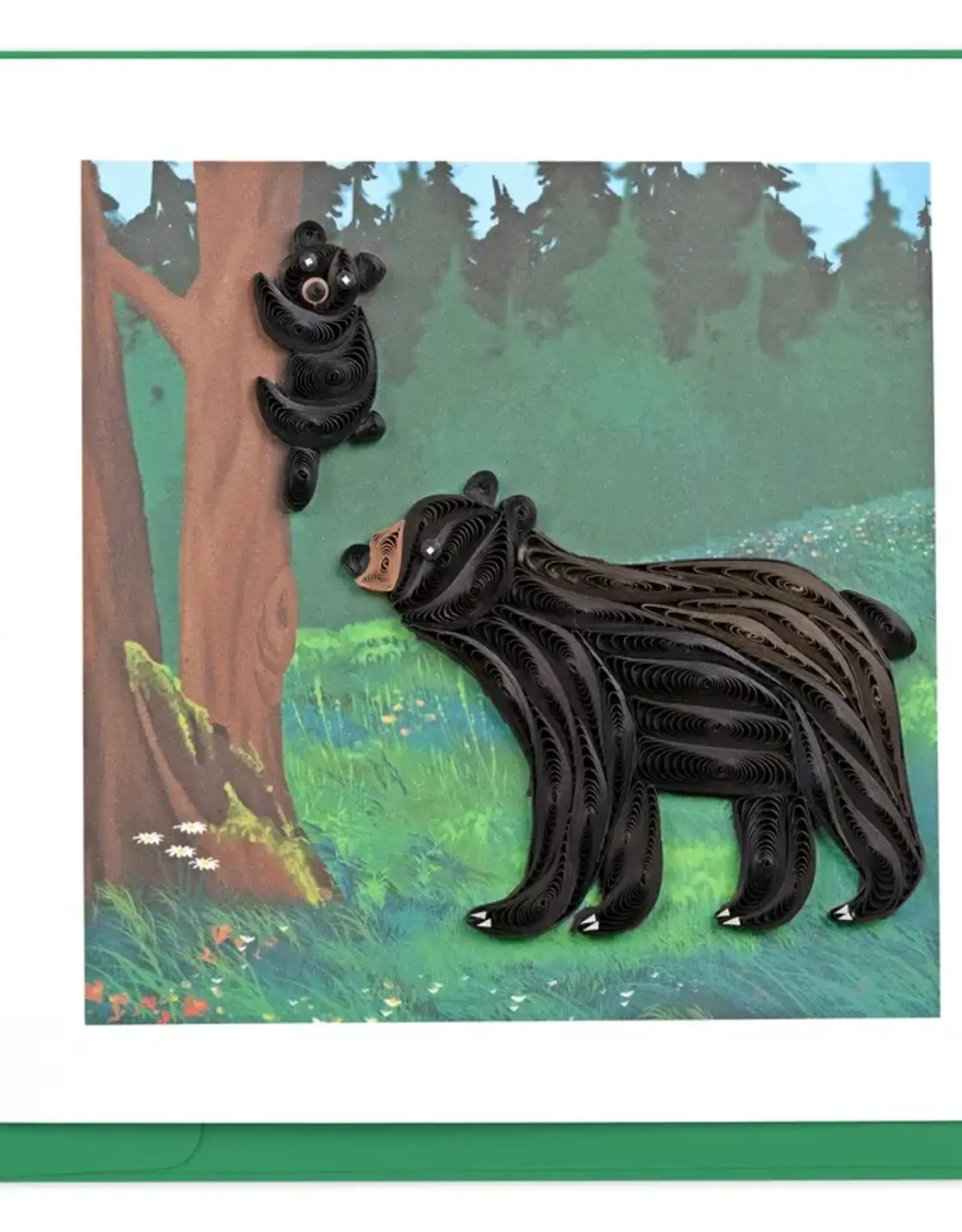 Quilling Card Quilled Black Bear and Cub Greeting Card