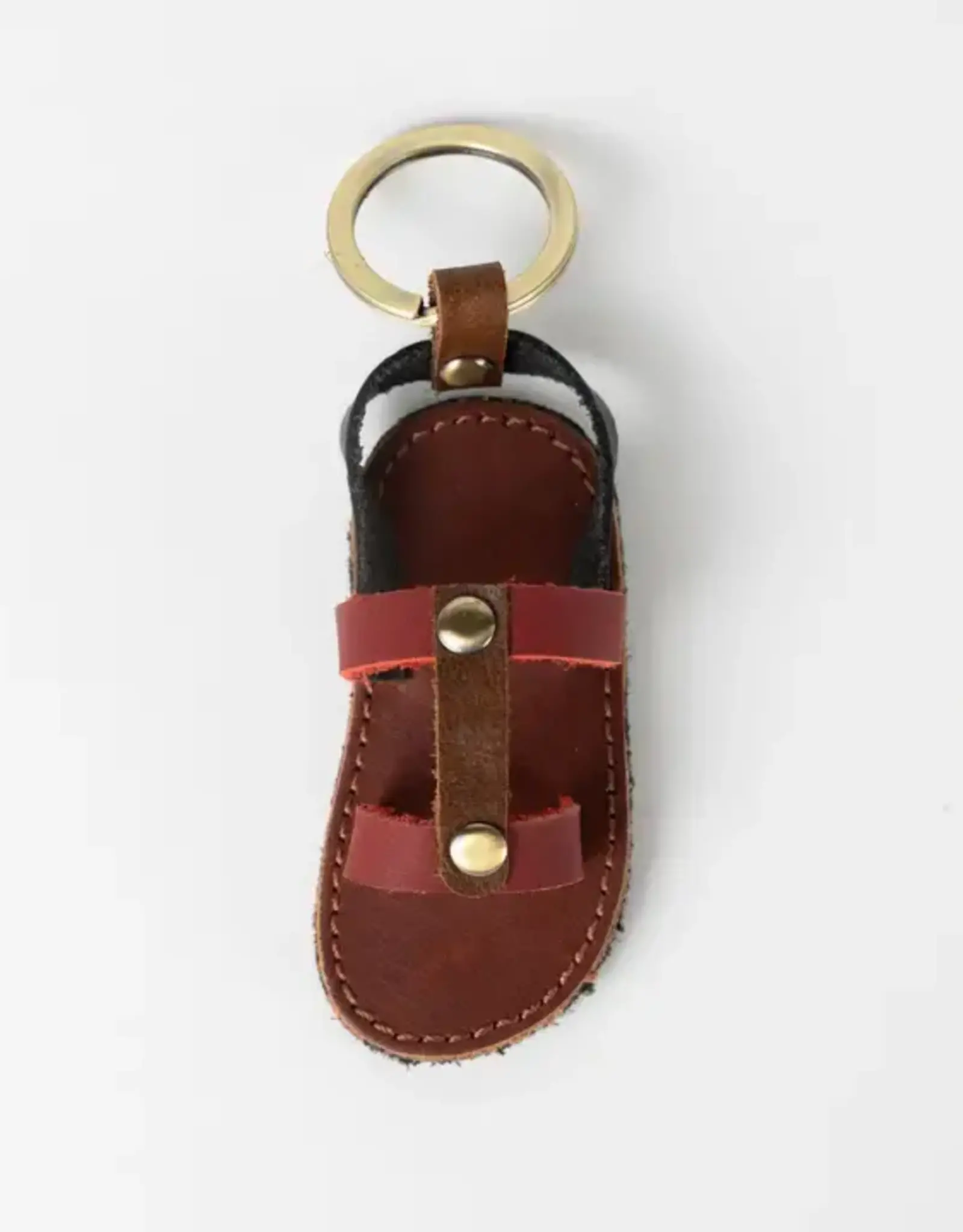 Ten Thousand Villages Chappal Mini Sandal Leather Keychain