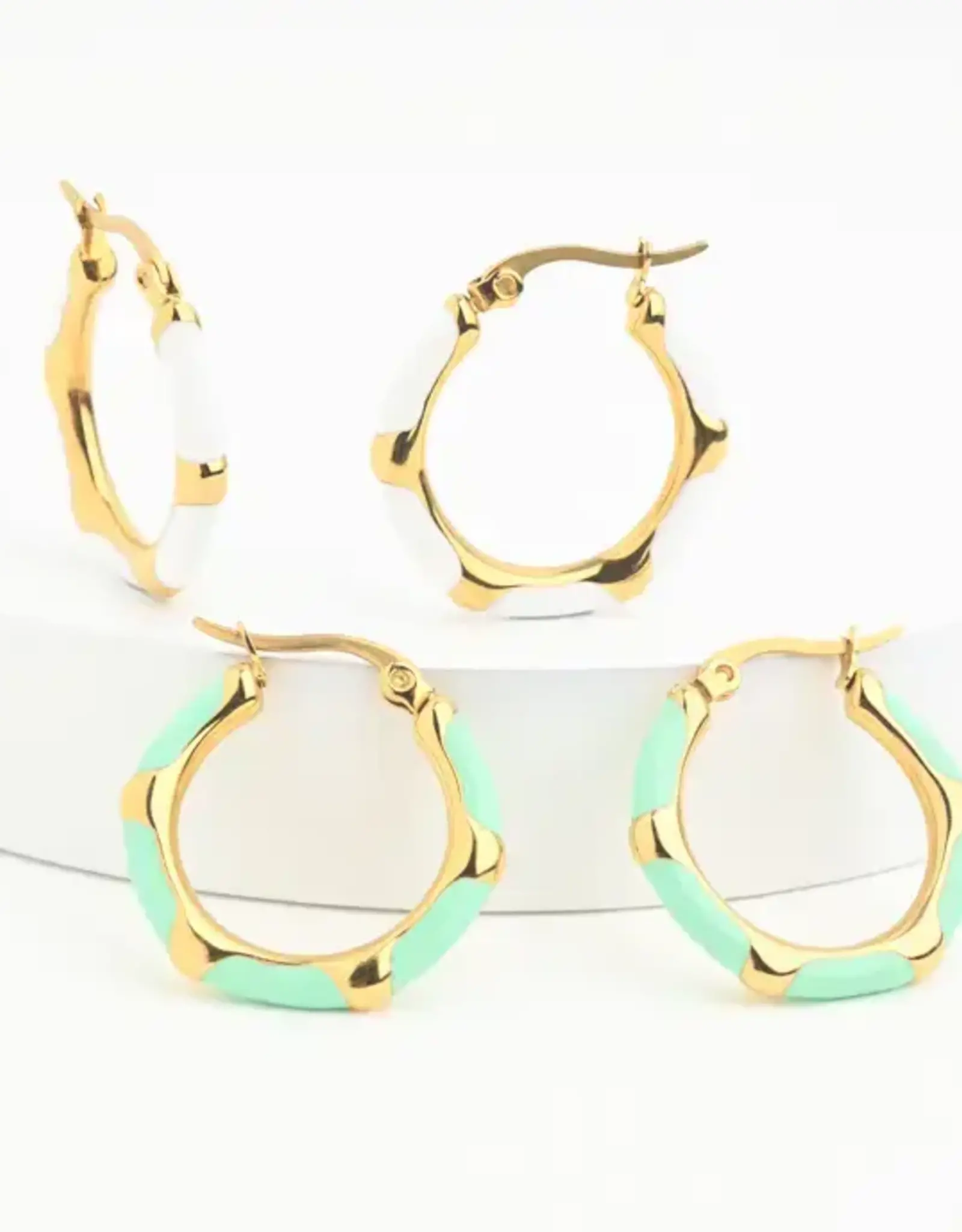 Starfish Project Mint + Ivory Enamel Hoop Earring Set