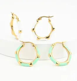 Starfish Project Mint + Ivory Enamel Hoop Earring Set