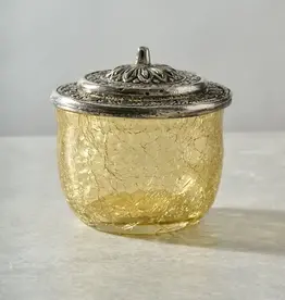 Ten Thousand Villages Ria Crackle Glass Jar - Pastel Yellow