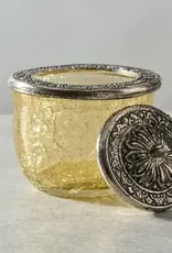 Ten Thousand Villages Ria Crackle Glass Jar - Pastel Yellow