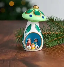 Ten Thousand Villages Mini Mushroom Ceramic Nativity