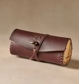 Ten Thousand Villages Asif Leather & Olive Wood Eyeglass Case
