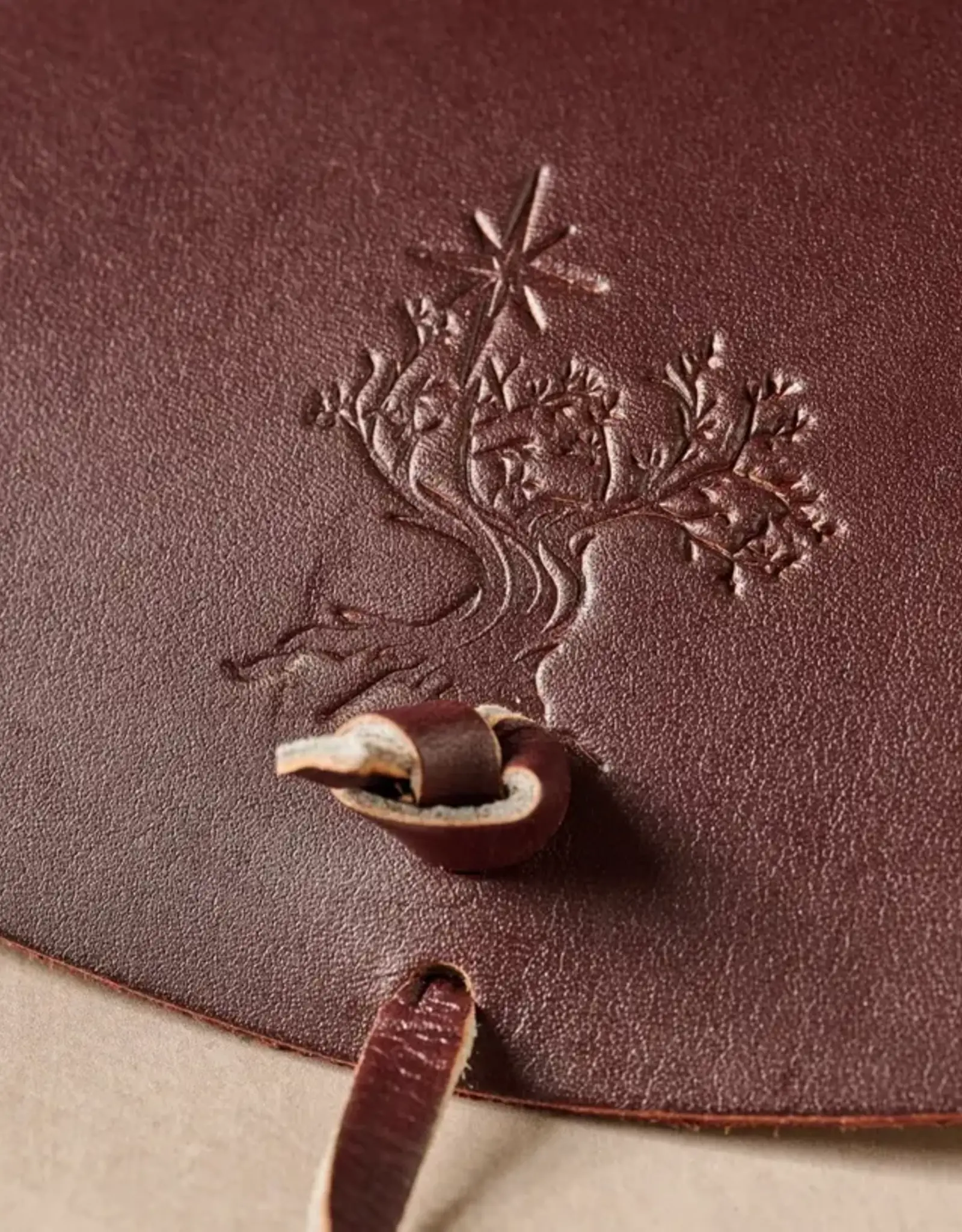 Ten Thousand Villages Asif Leather & Olive Wood Eyeglass Case