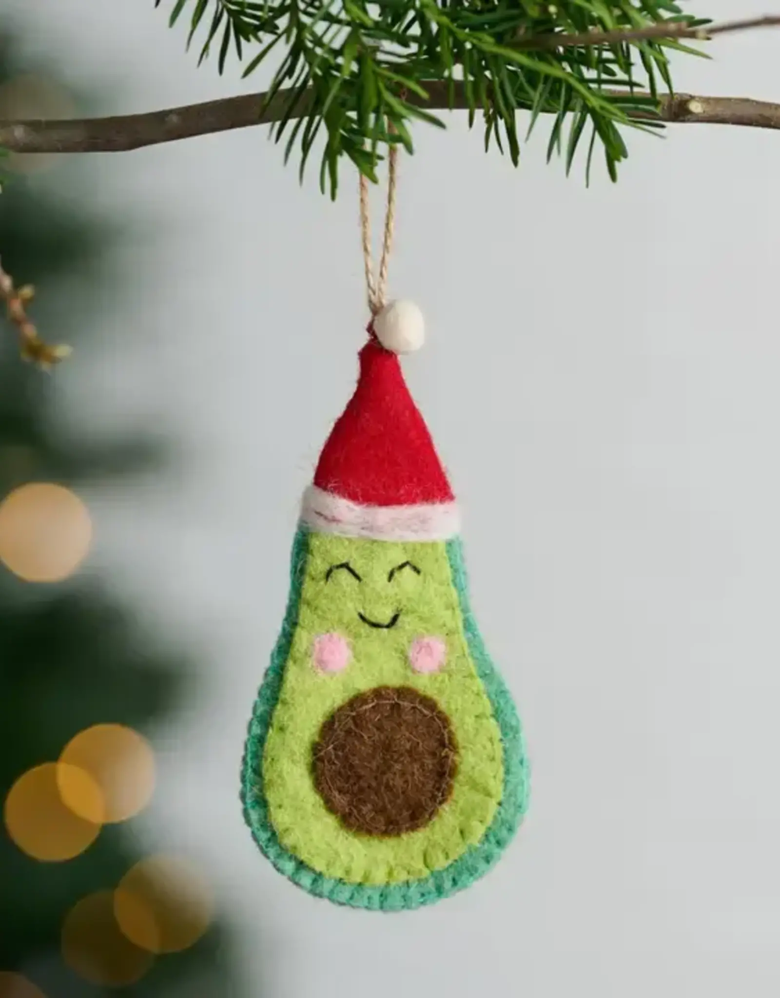 Ten Thousand Villages Jingle Bell Guac Felt Avocado Ornament