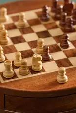 Ten Thousand Villages Acacia Wood Round Magnetic Chess Set