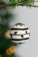 Ten Thousand Villages Striped Felt Ball Ornament