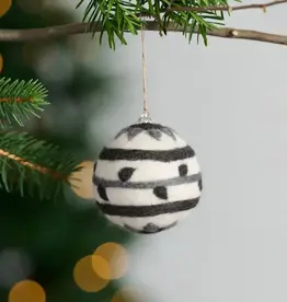 Ten Thousand Villages Striped Felt Ball Ornament