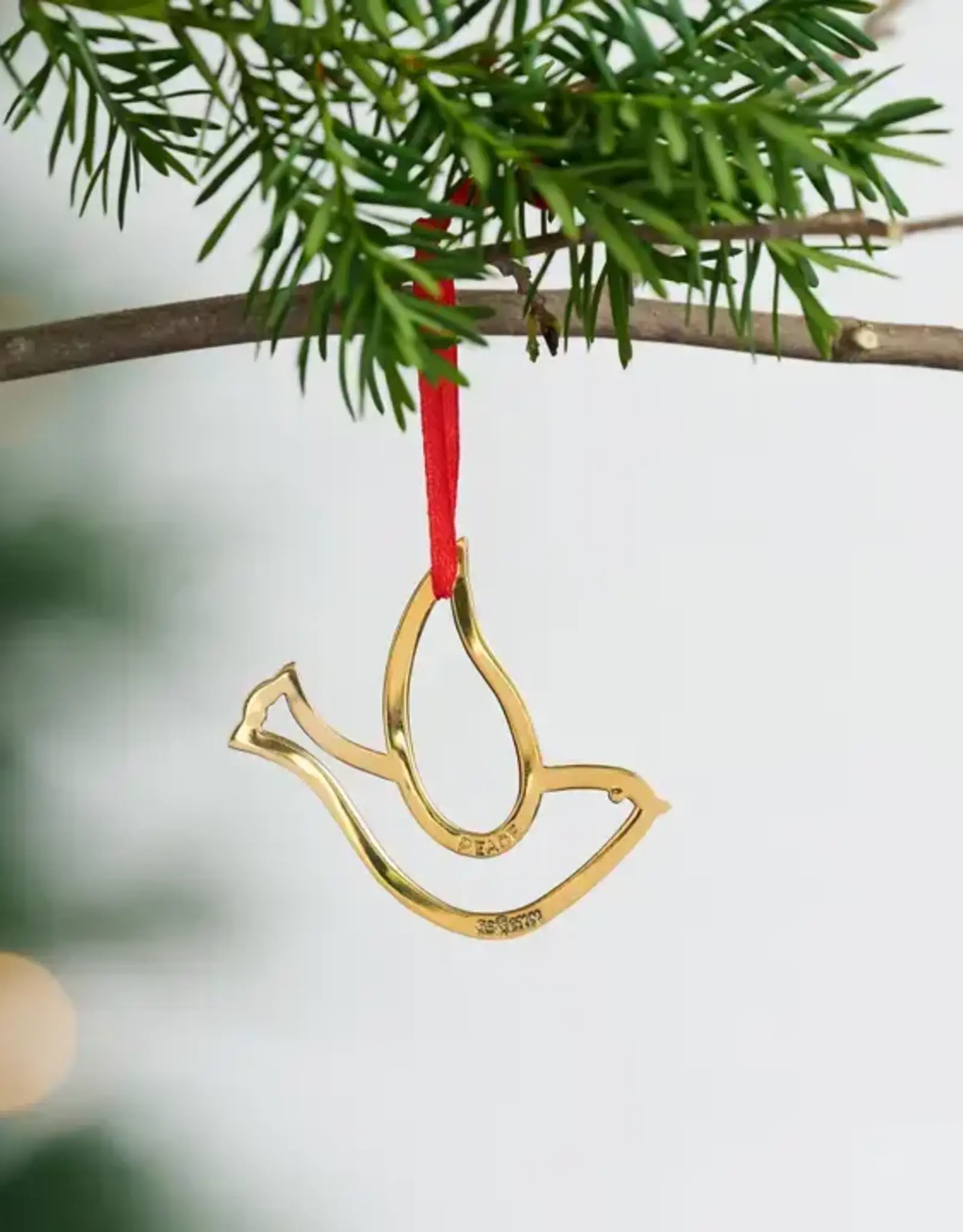 Ten Thousand Villages Dove of Peace Bombshell Brass Ornament