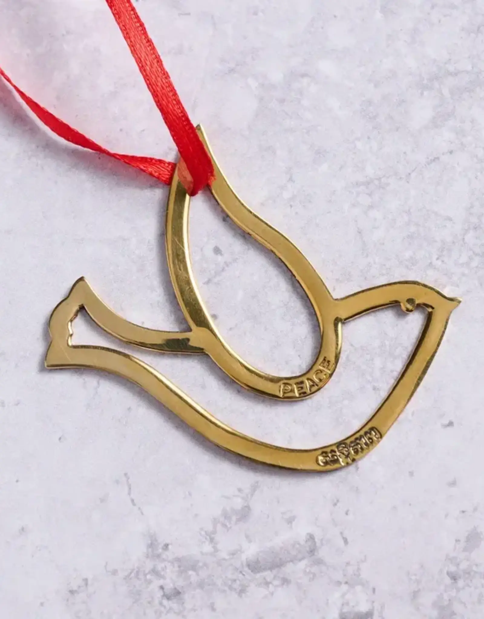 Ten Thousand Villages Dove of Peace Bombshell Brass Ornament