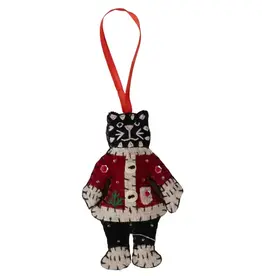Ten Thousand Villages Santa Cat Claws Felt Ornament
