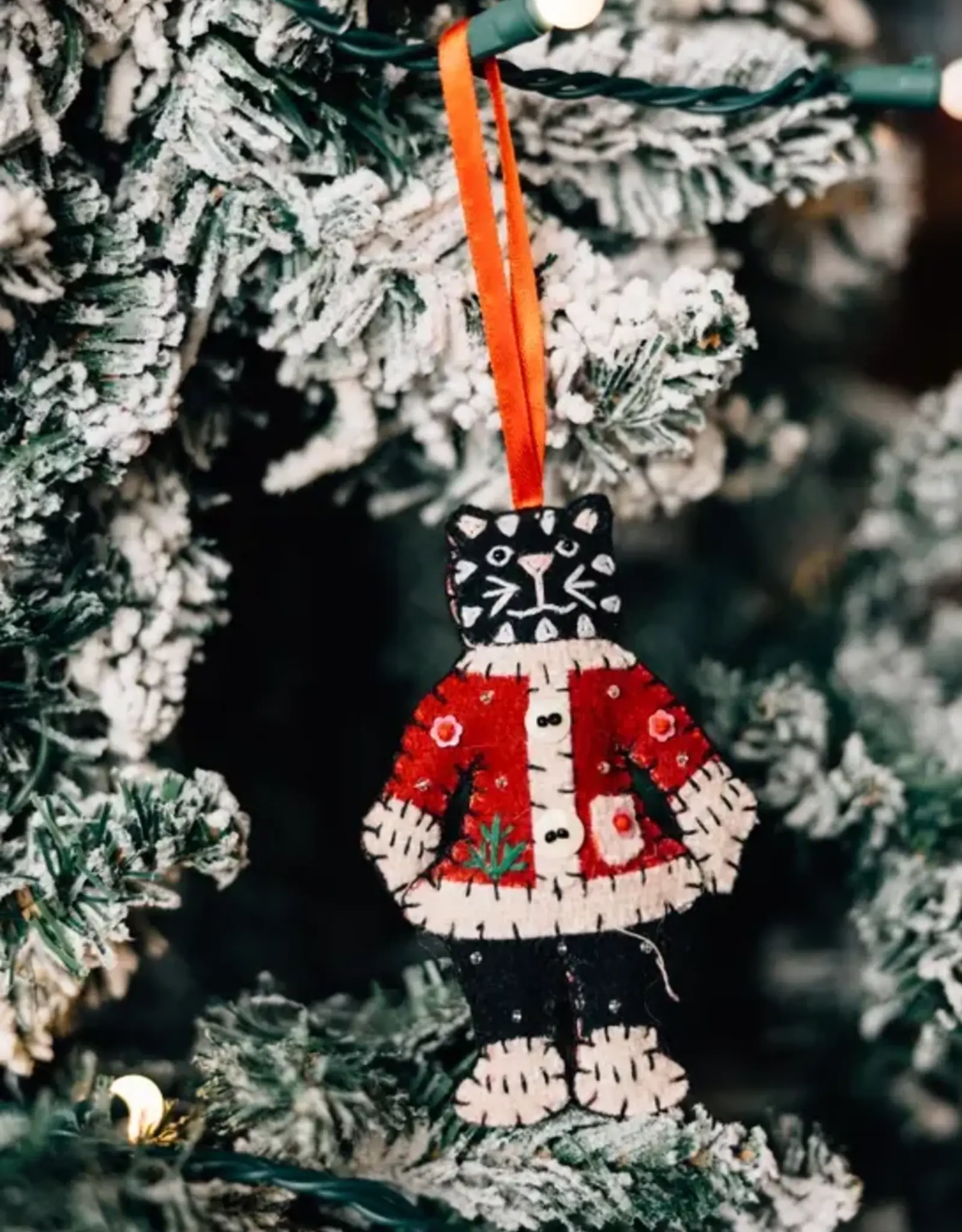 Ten Thousand Villages Santa Cat Claws Felt Ornament