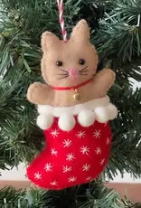 Global Crafts Kitty in Stocking Felt Ornament