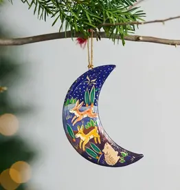 Ten Thousand Villages Painted Moon Paper Mache Ornament