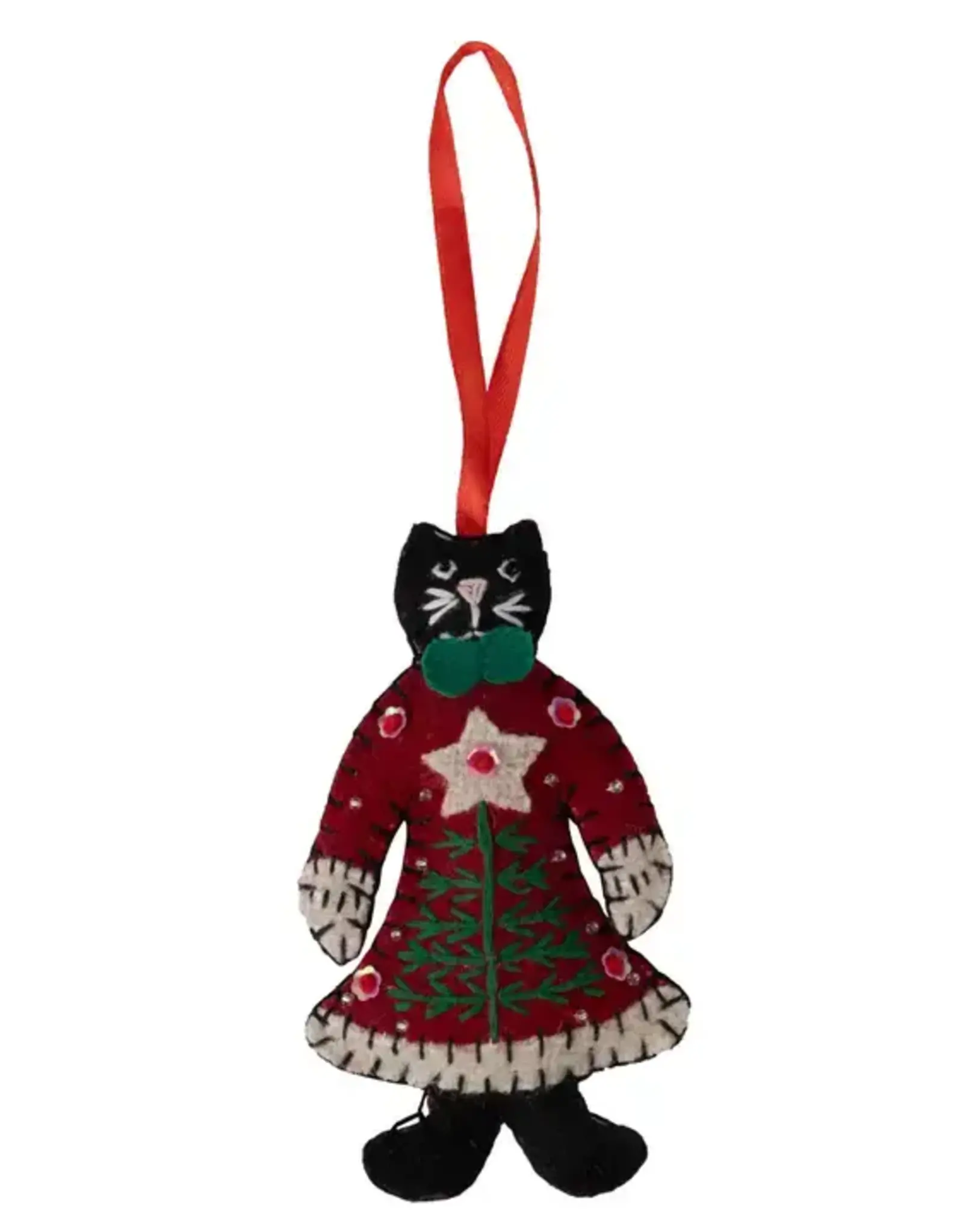 Ten Thousand Villages Mrs. Cat Claws Felt Ornament