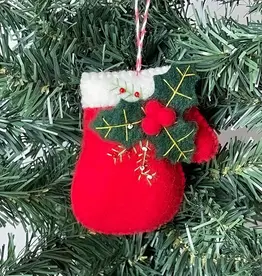 Global Crafts Holly Mitten Ornament