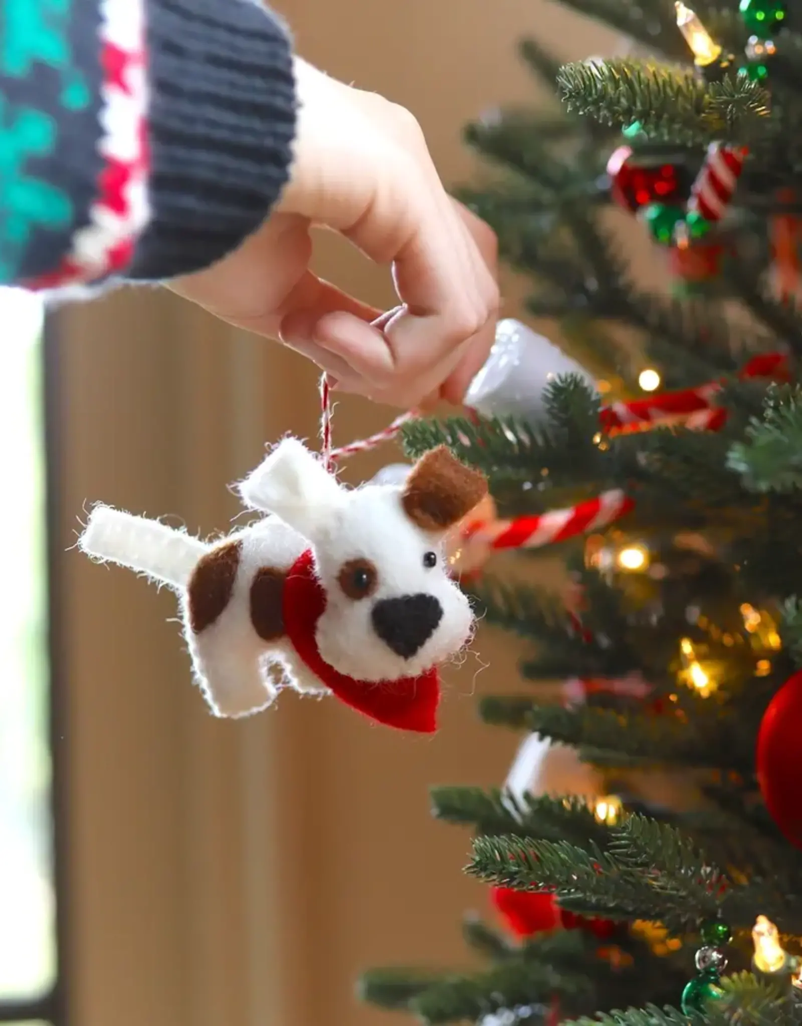 Ornaments 4 Orphans Spotted Wool Dog Ornament