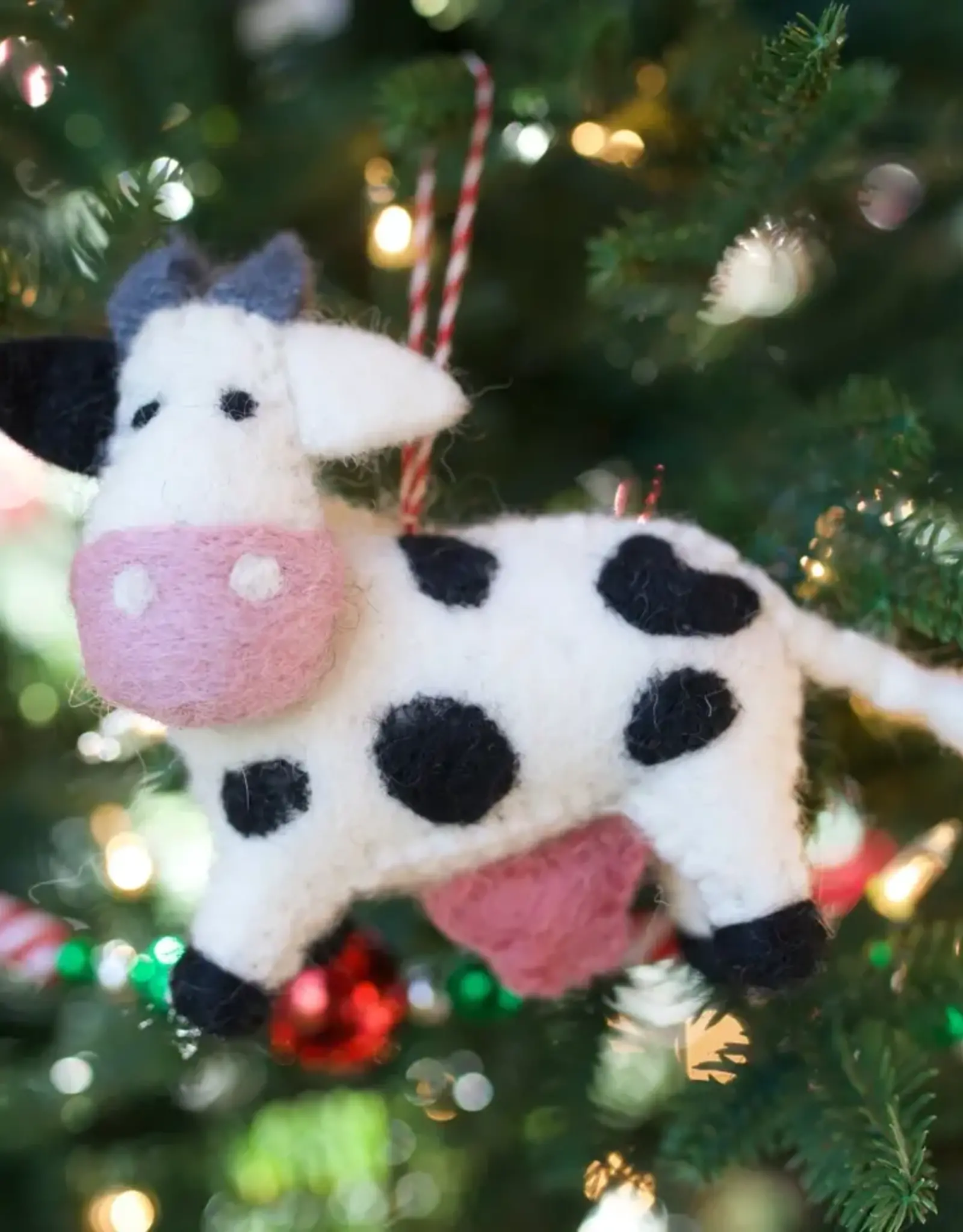 Ornaments 4 Orphans Cheerful Wool Cow Ornament