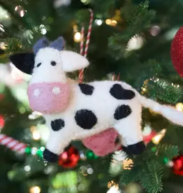 Ornaments 4 Orphans Cheerful Wool Cow Ornament