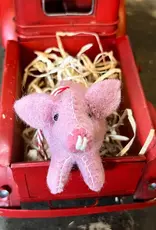 Ornaments 4 Orphans Wool Pink Pig Ornament