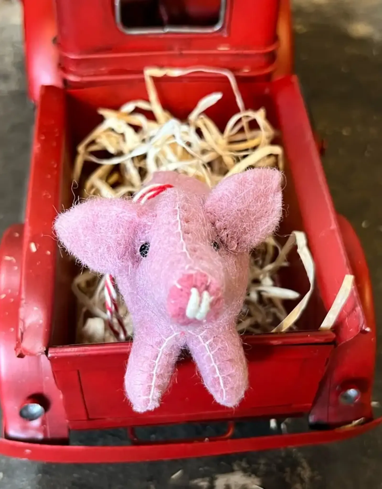Ornaments 4 Orphans Wool Pink Pig Ornament