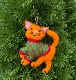 Ornaments 4 Orphans Orange Sweater Cat Ornament