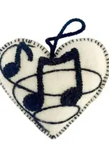 Ornaments 4 Orphans Music Note Embroidered Heart Ornament