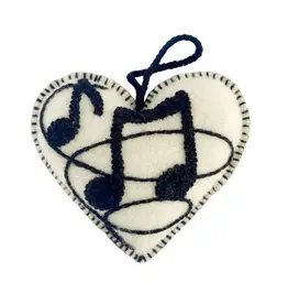Ornaments 4 Orphans Music Note Embroidered Heart Ornament