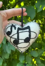 Ornaments 4 Orphans Music Note Embroidered Heart Ornament