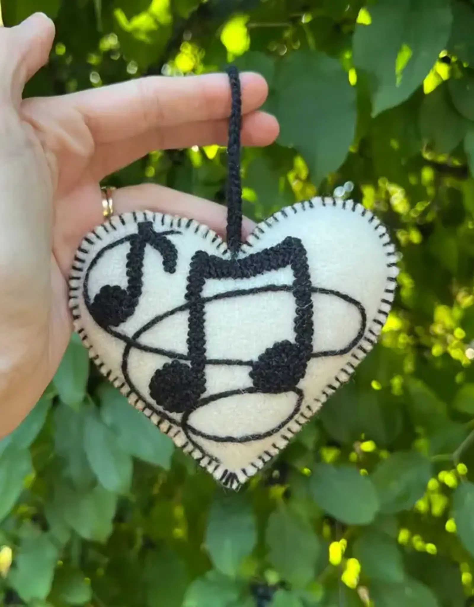Ornaments 4 Orphans Music Note Embroidered Heart Ornament