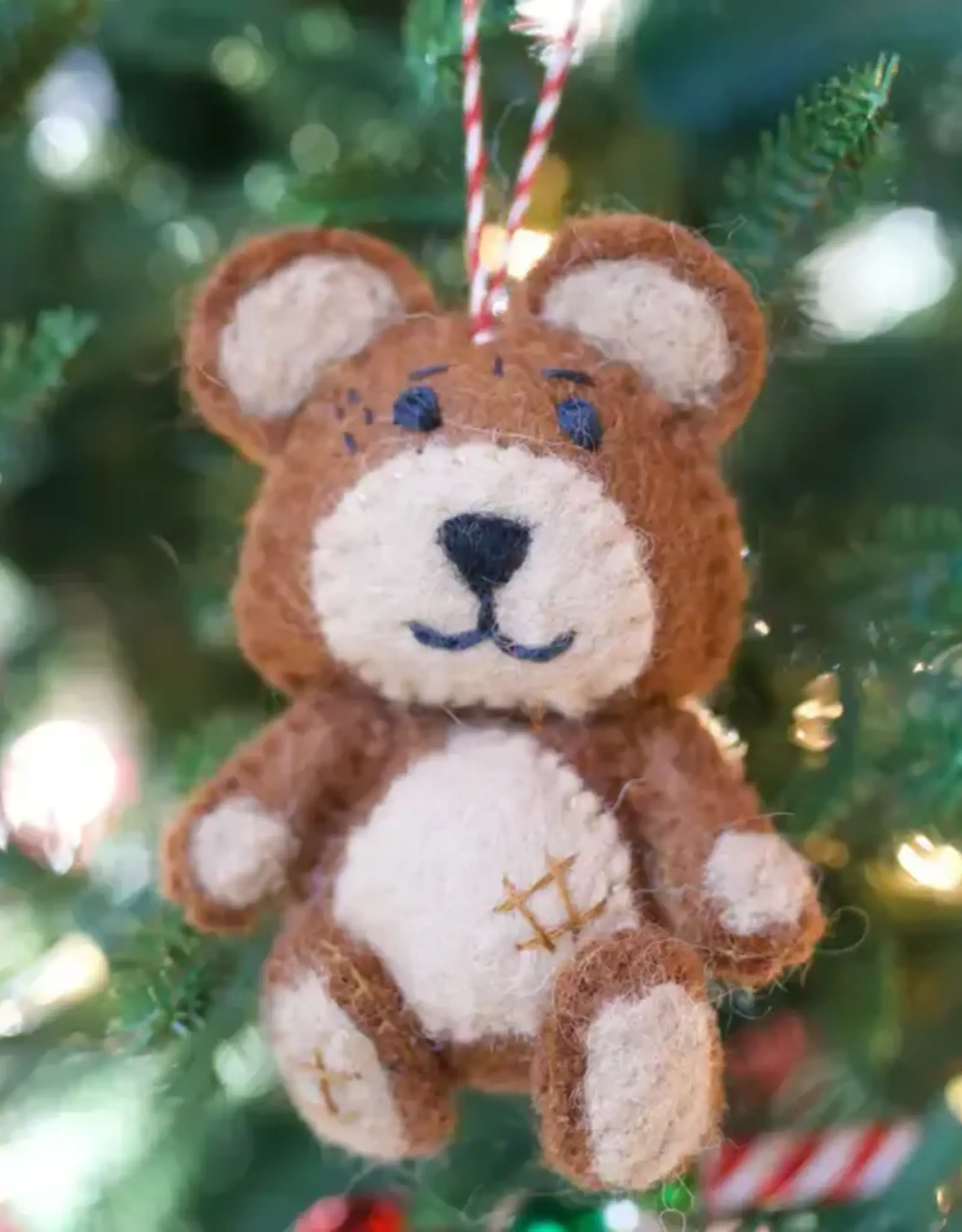 Ornaments 4 Orphans Teddy Bear Felt Wool Christmas Ornament