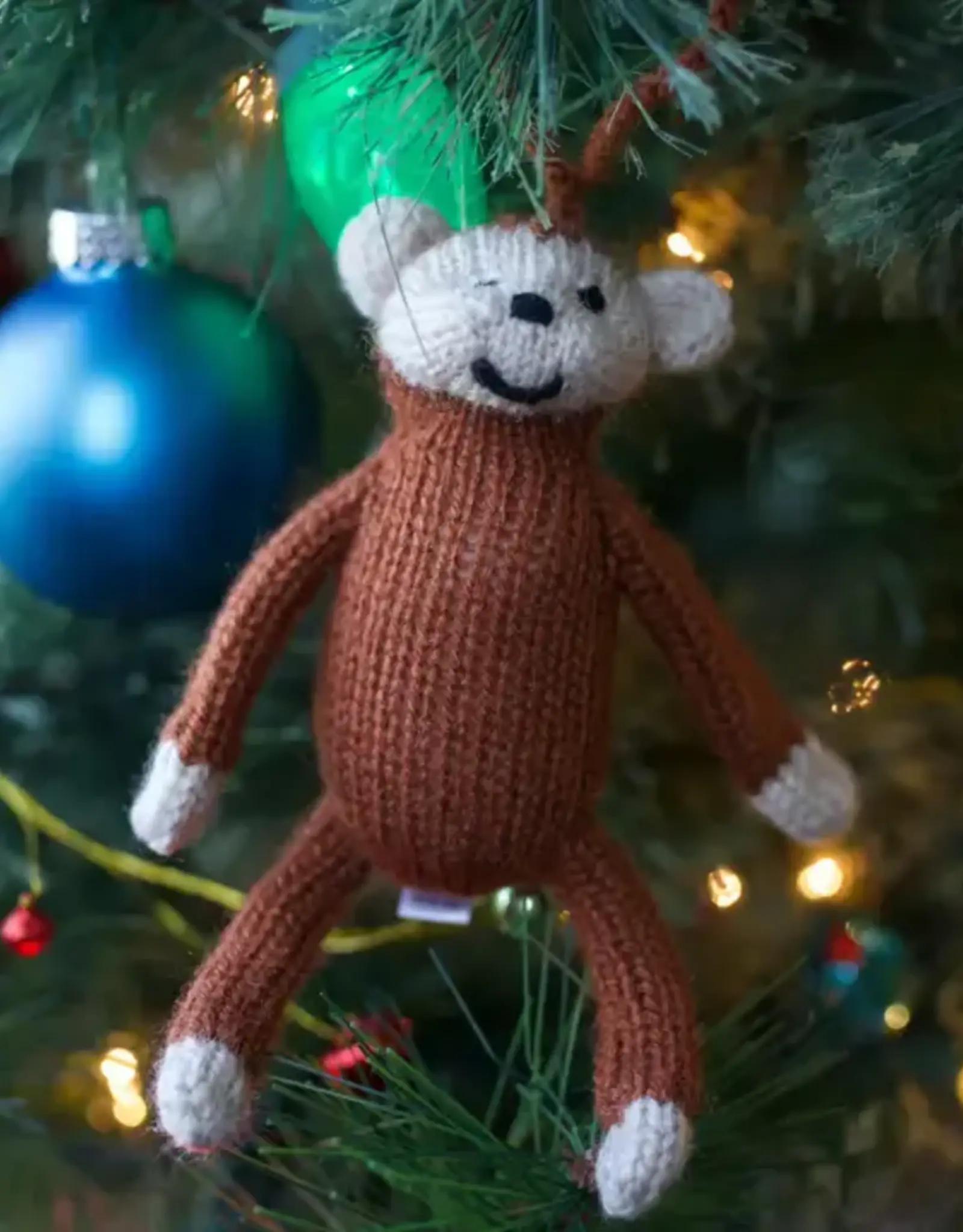 Ornaments 4 Orphans Monkey Knit Wool Christmas Ornament