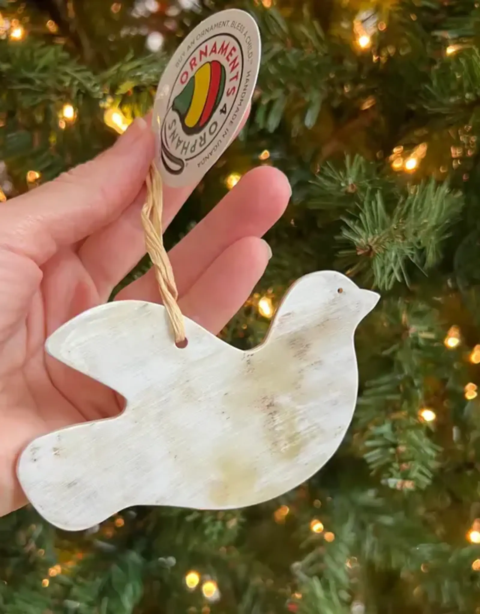 Ornaments 4 Orphans Dove Cow Horn Christmas Ornament