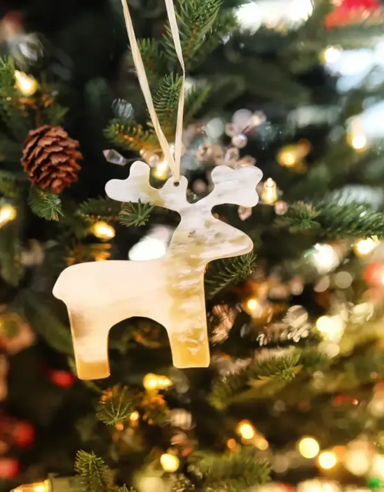 Ornaments 4 Orphans Deer Cow Horn Christmas Ornament