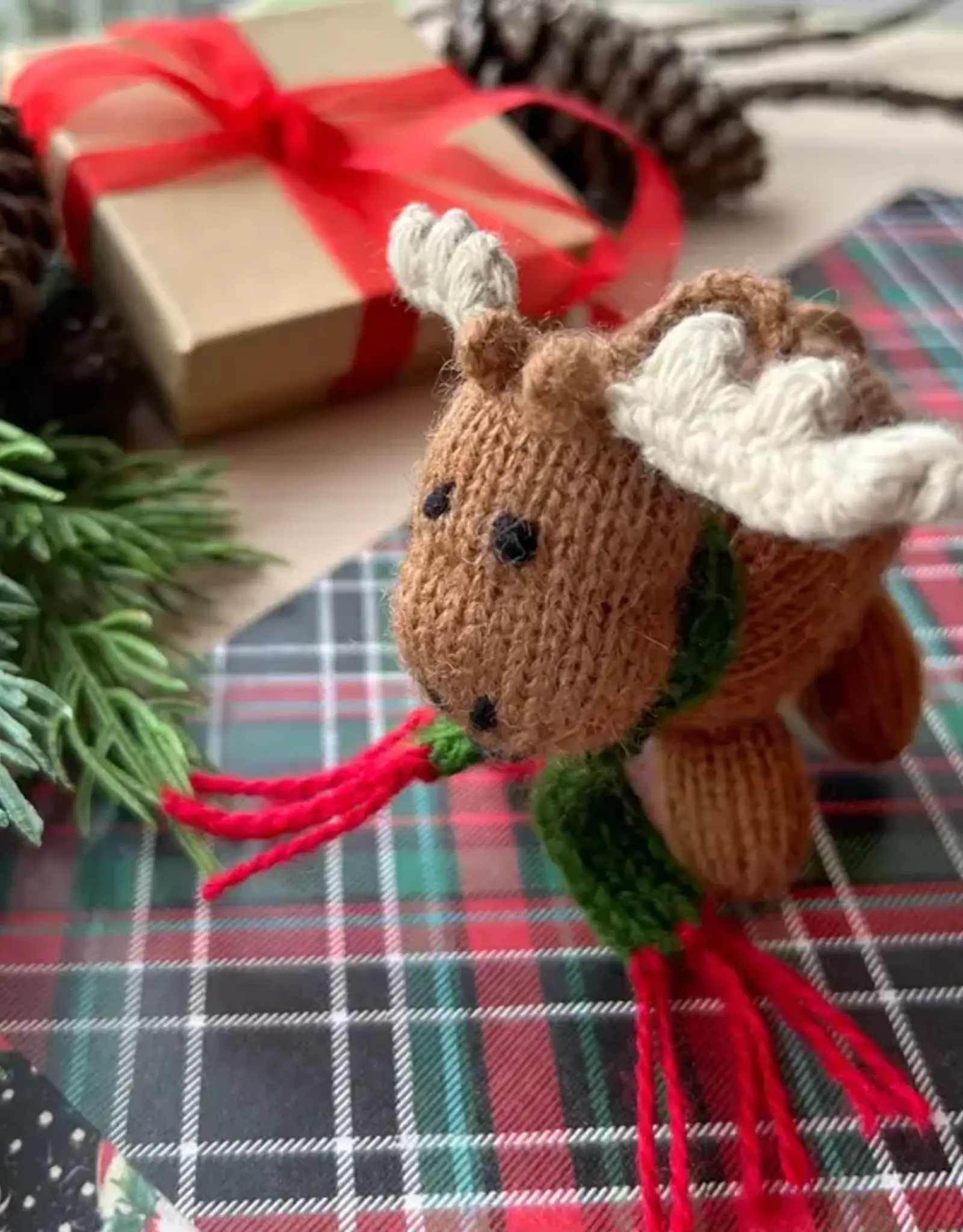 Ornaments 4 Orphans Moose Ornament, Knit Wool