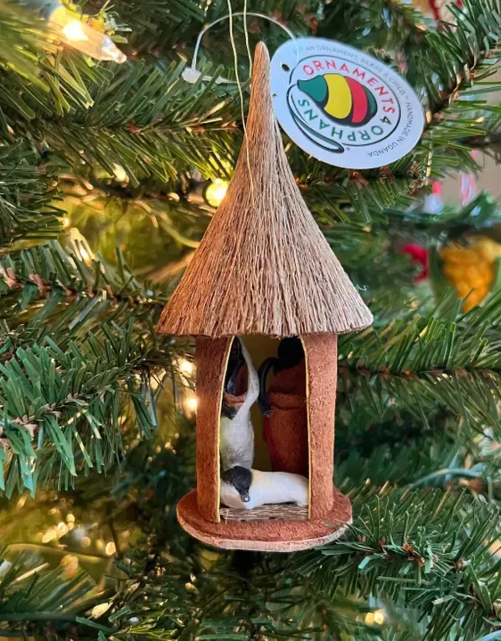 Ornaments 4 Orphans Bark Cloth Nativity Hut Ornament