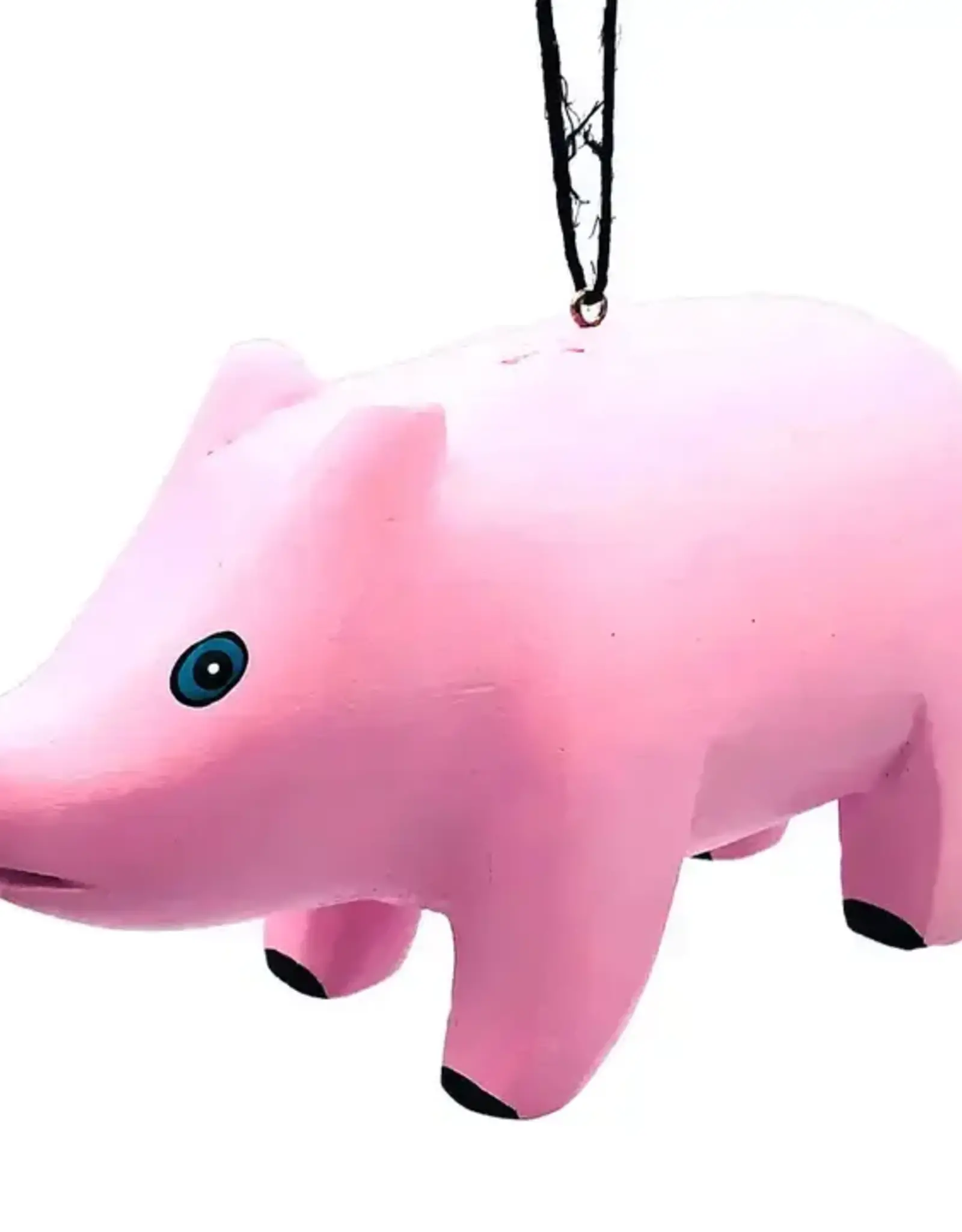 Women of the Cloud Forest Pink Pig Balsa Ornament