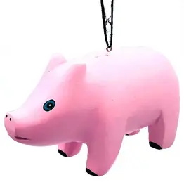 Women of the Cloud Forest Pink Pig Balsa Ornament