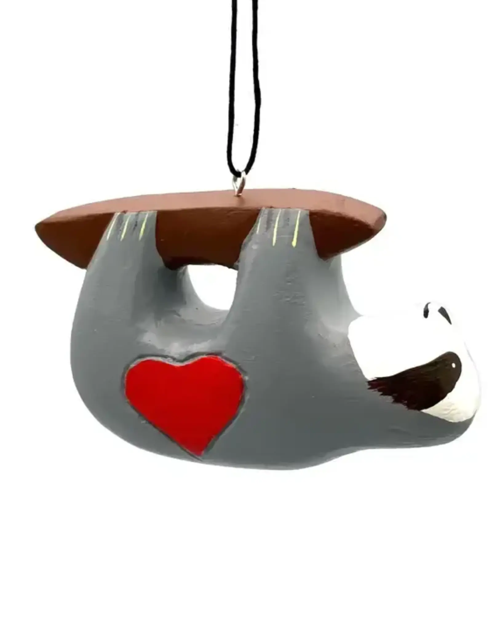 Women of the Cloud Forest Sloth with Heart Balsa Ornament