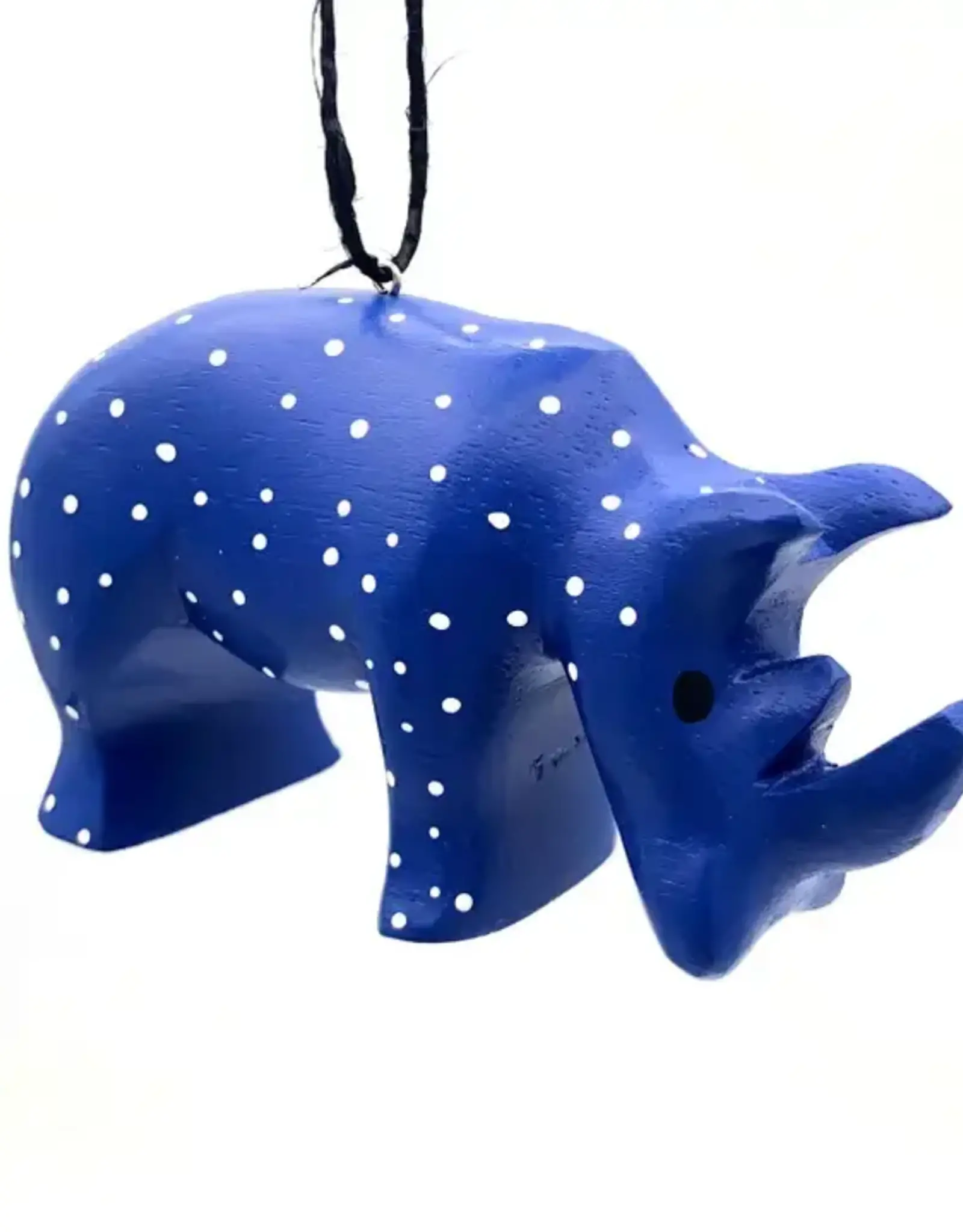 Women of the Cloud Forest Whimsical Rhino Balsa Ornament