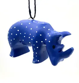 Women of the Cloud Forest Whimsical Rhino Balsa Ornament
