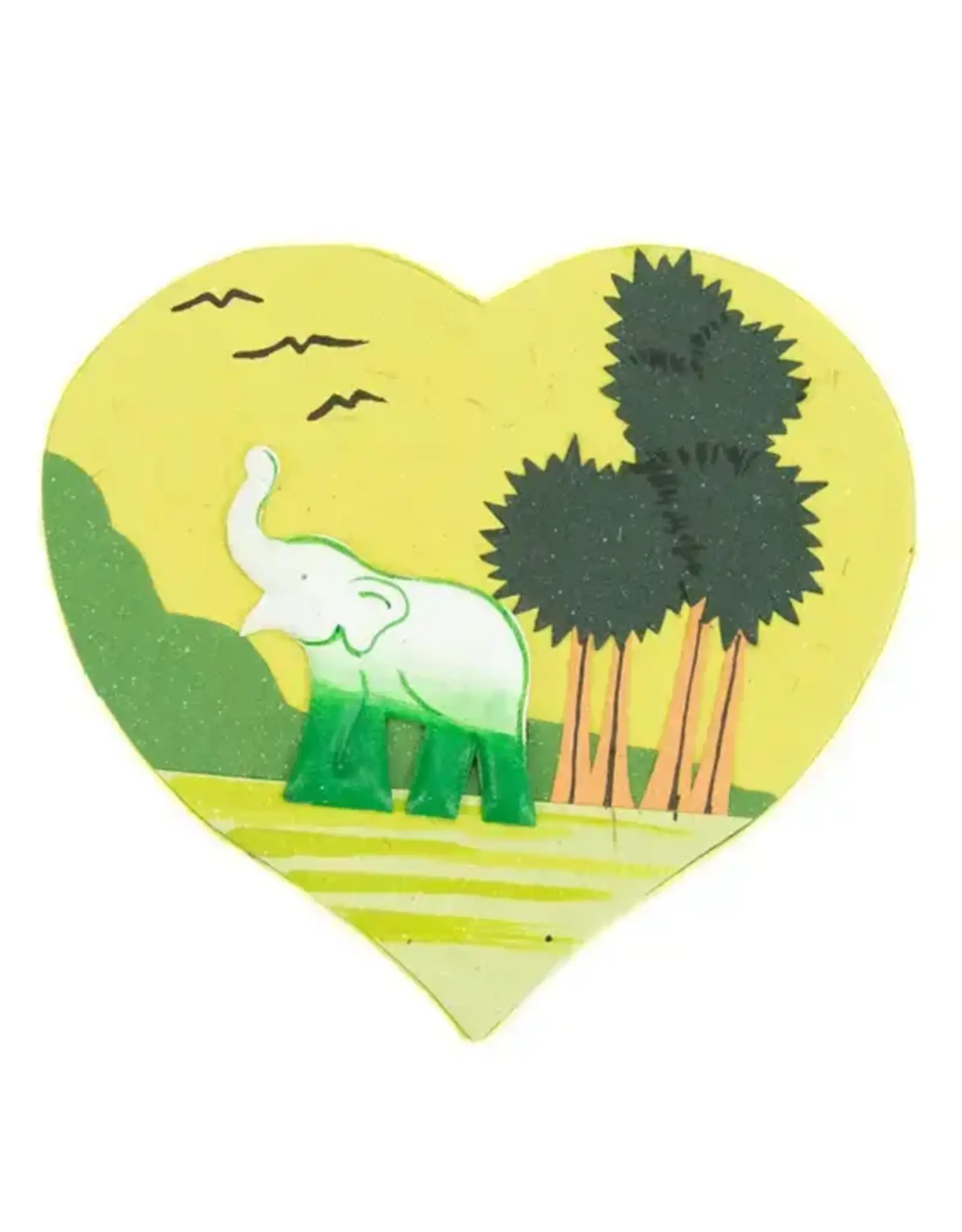 Minga Fair Trade Elephant Heart Note Box - Lime