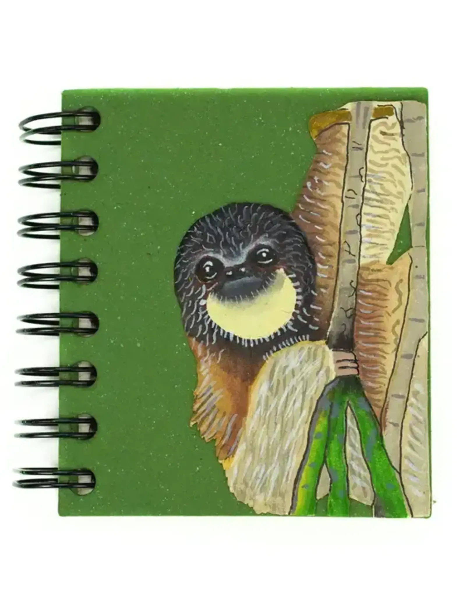 Minga Fair Trade Small Notebook - Three-Toed Sloth Dark Green