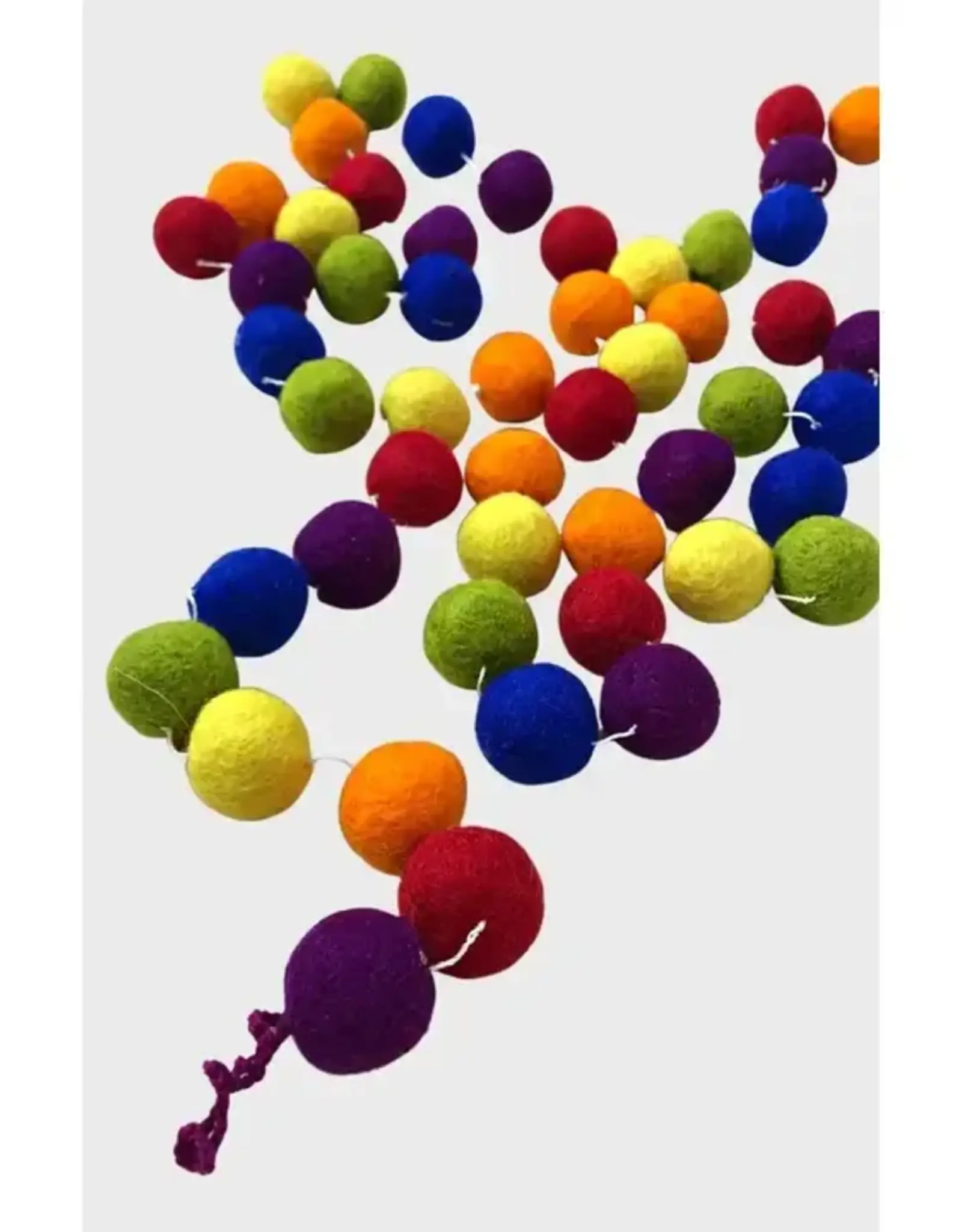 Ganesh Himal Rainbow Handfelted Ball Garland